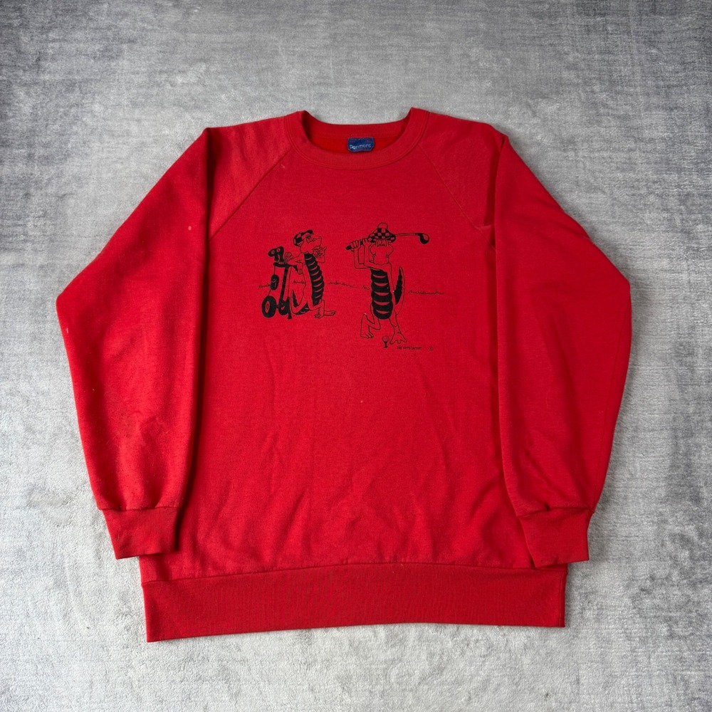 Vintage Golf Sweatshirt Mens XL Red 80s Penmans Golf Hippo Raglan Crewneck